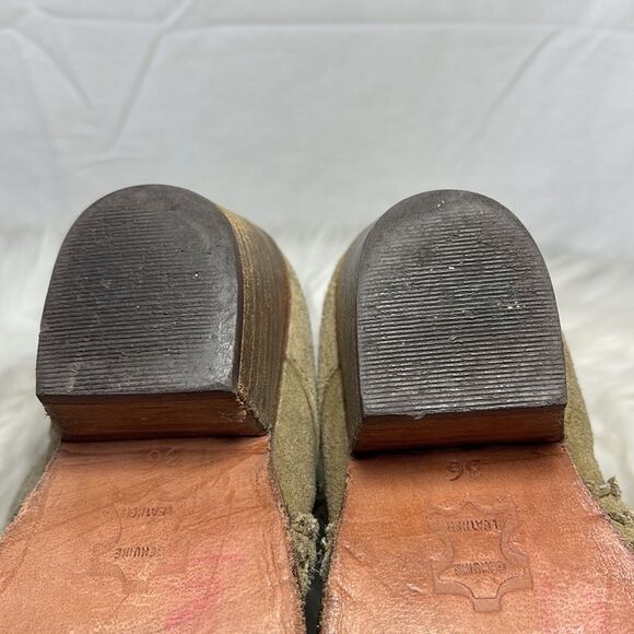 Free People Venture Soapstone Olive Distressed Suede Booties Sz 36/US 6 - Picture 9 of 12